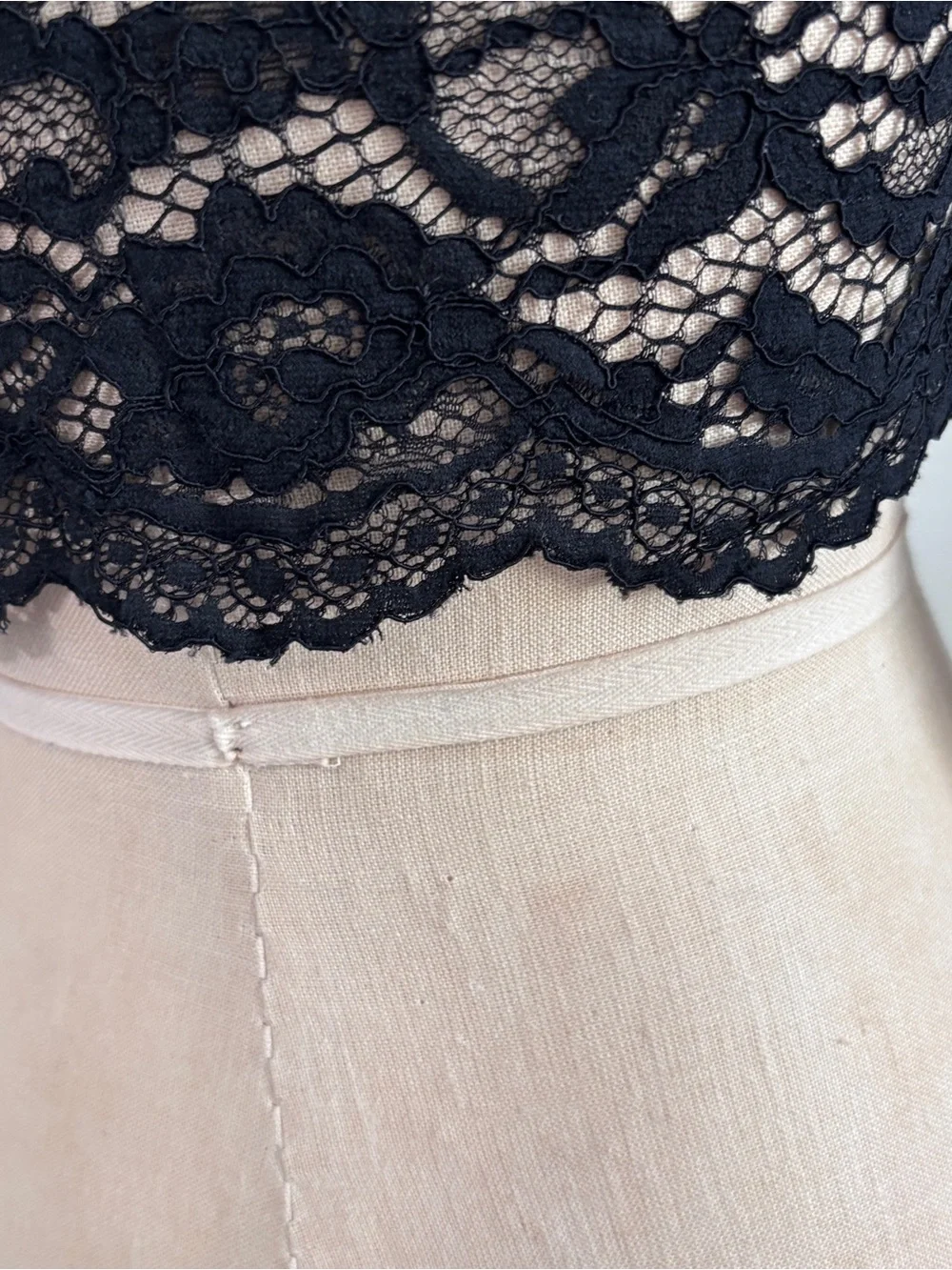 Zara Black Lace V-Neck Cropped Top- Size S